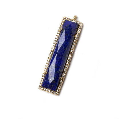39x10.5mm Vermeil Bezel CZ and Lapis Lazuli Bar 1 ring Pendant 1 piece