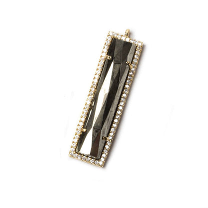 39x10.5mm Vermeil Bezel CZ and Pyrite Bar 1 ring Pendant 1 piece