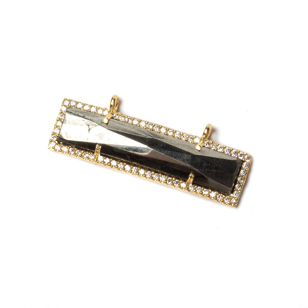 39x10.5mm Vermeil Bezel CZ and Pyrite Bar 2 ring East - West Connector 1 piece