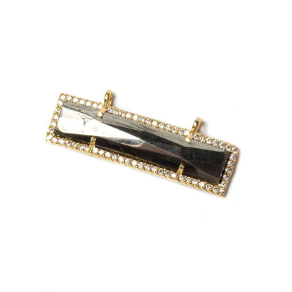 39x10.5mm Vermeil Bezel CZ and Pyrite Bar 2 ring East - West Connector 1 piece