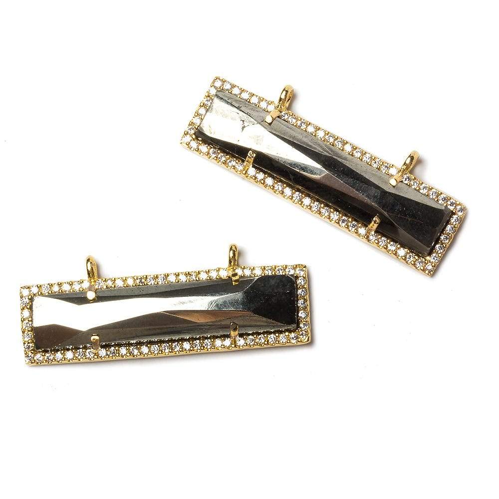 39x10.5mm Vermeil Bezel CZ and Pyrite Bar 2 ring East - West Connector 1 piece