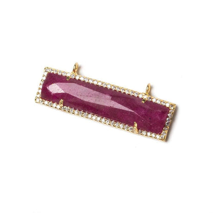 39x10.5mm Vermeil Bezel CZ and Ruby Bar 2 ring East - West Connector 1 piece