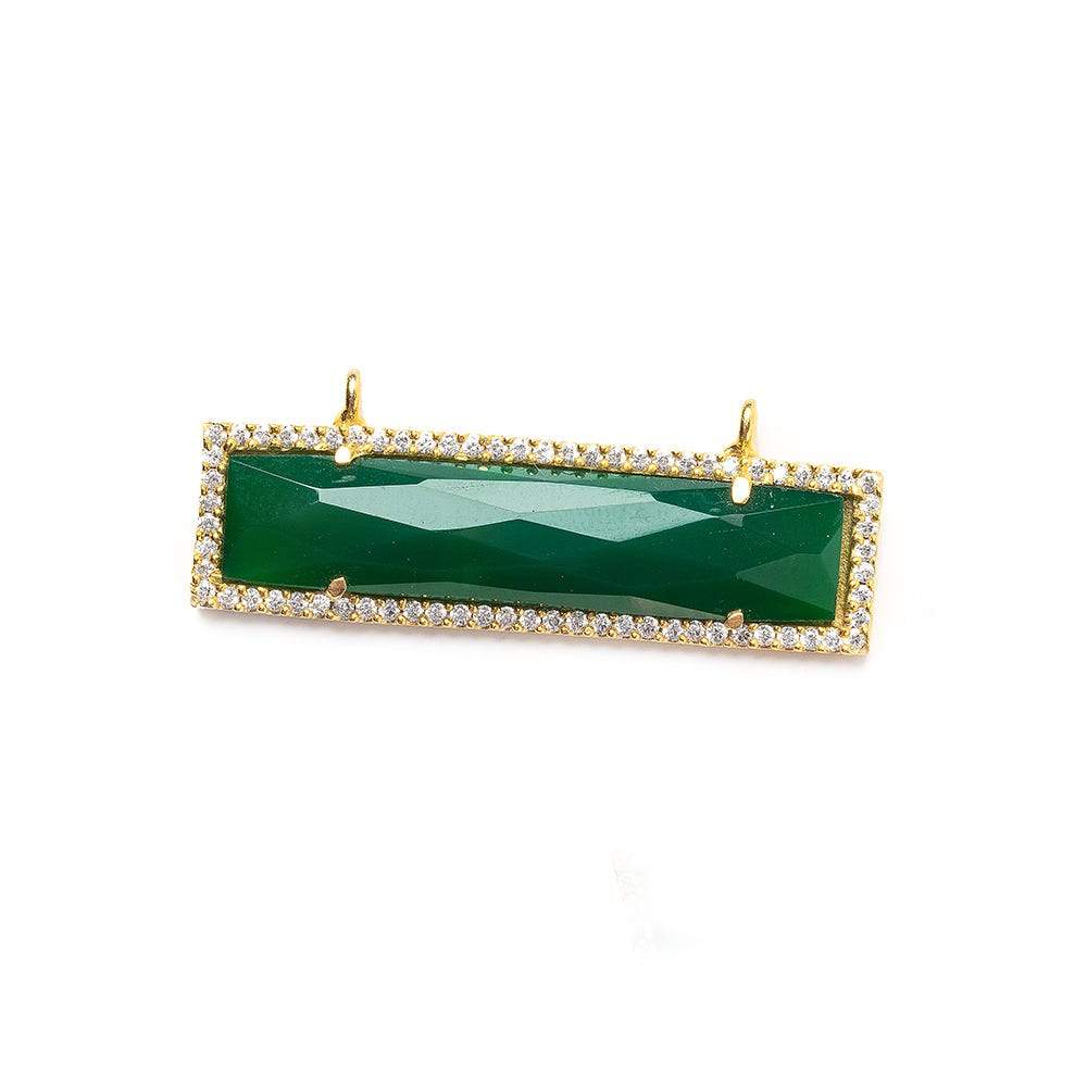 39x10.5mm Vermeil Bezel CZ & Green Onyx Bar East-West Connector 1 piece