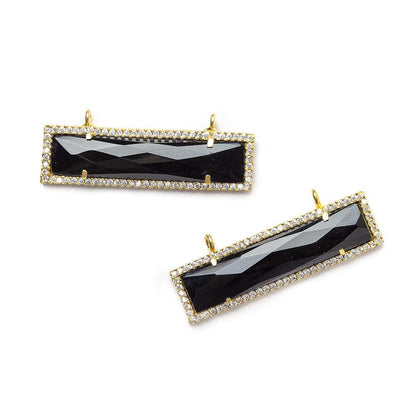 39x10.5mm Vermeil Bezel CZ & Black Chalcedony Bar East-West Connector 1 piece