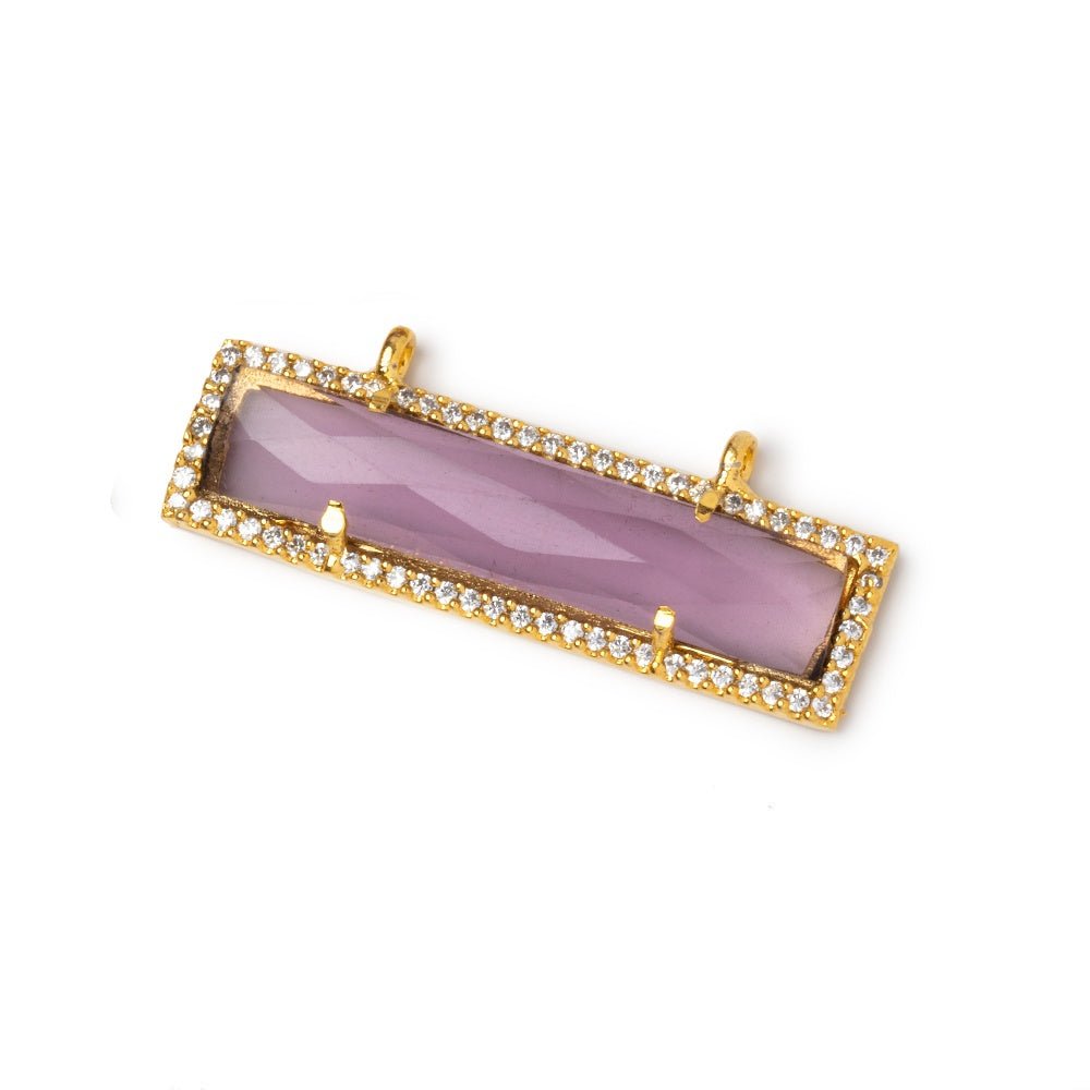 39x10.5mm Vermeil CZ Bezel Purple Hydro Quartz Bar Connector 1 Focal