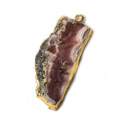 39x16x4mm Gold Leafed Rhodochrosite Slice Focal Bead