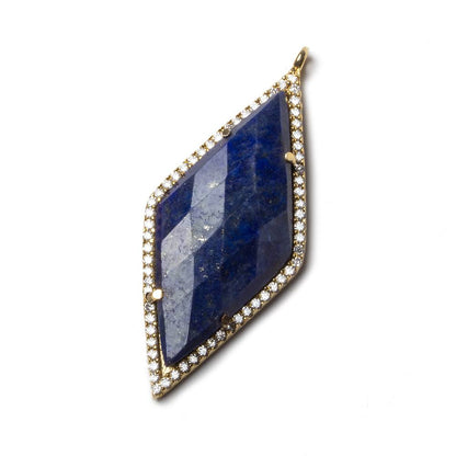 39x18mm Vermeil Bezeled White CZ and Lapis Lazuli Kite Pendant 1 piece
