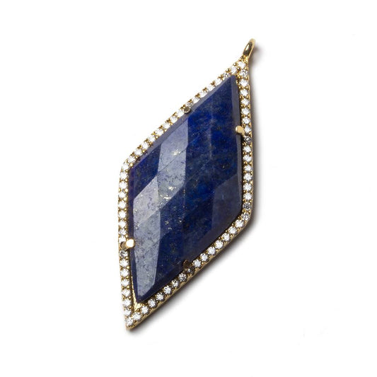 39x18mm Vermeil Bezeled White CZ and Lapis Lazuli Kite Pendant 1 piece