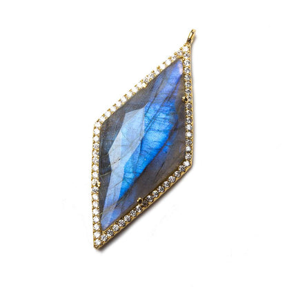 39x18mm Vermeil Bezeled White CZ and Labradorite Kite Pendant 1 piece