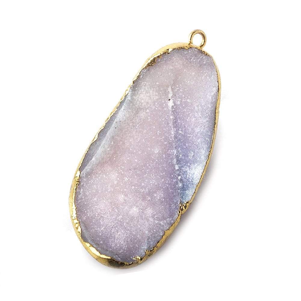 39x19x10mm Gold Leafed Purple Pink Agate Drusy Pendant 1 Focal Bead