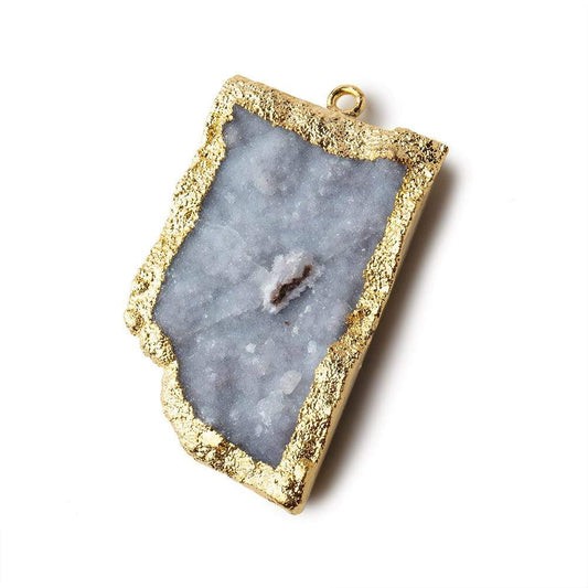 39x26mm Gold Leafed Gray Drusy Freeform Pendant 1 piece