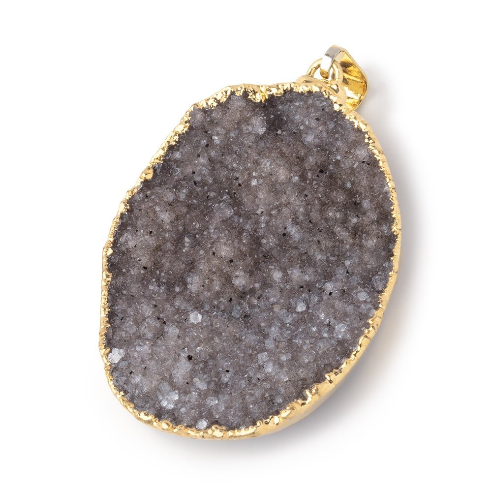 39x31mm Gold Leafed Amethyst Drusy Pendant 1 focal piece