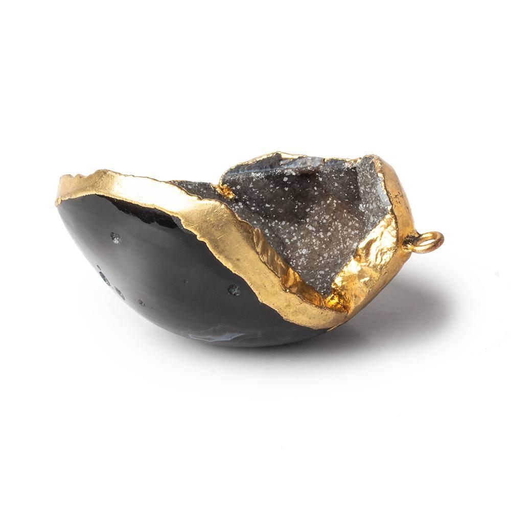 39x31x18mm Gold Leafed Milk Chocolate Brown Drusy Focal Pendant 1 piece