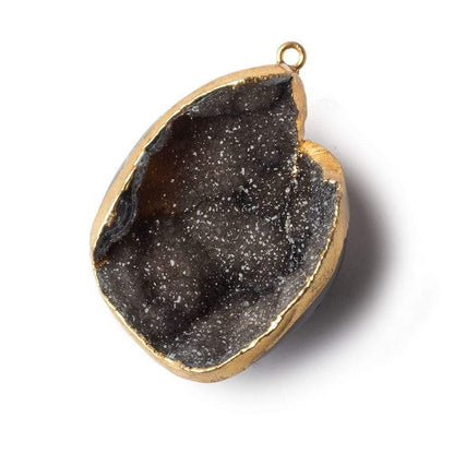 39x31x18mm Gold Leafed Milk Chocolate Brown Drusy Focal Pendant 1 piece