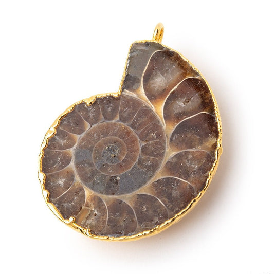 39x33mm Gold Leafed Ammonite Fossil Pendant 1 piece