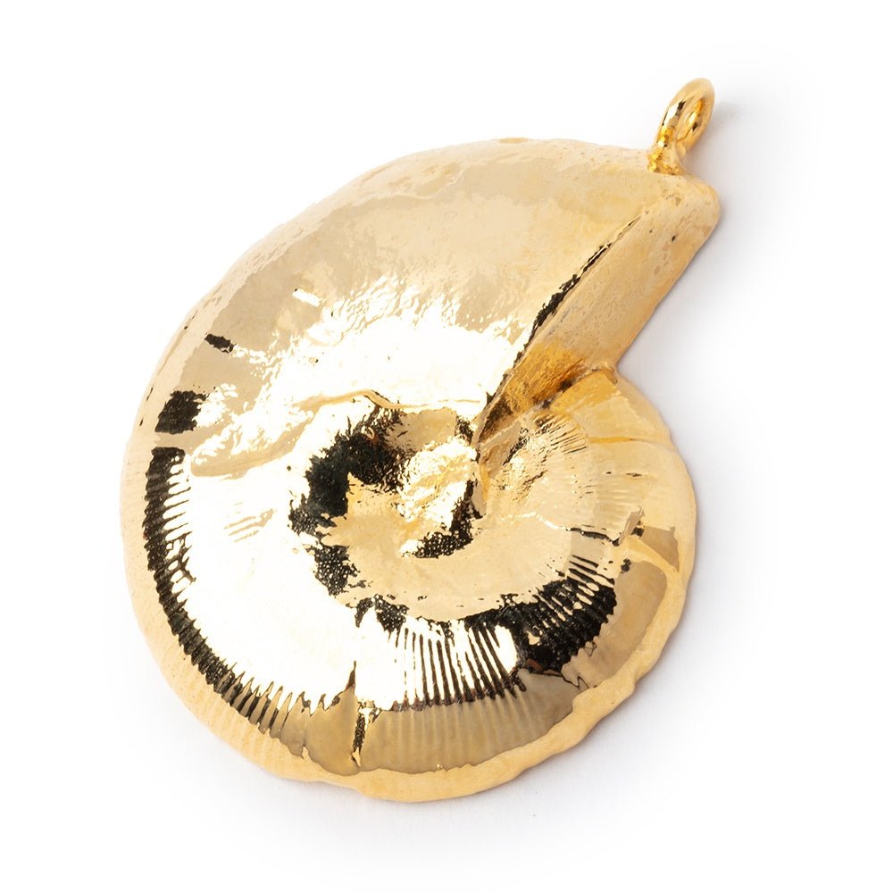 39x33mm Gold Leafed Ammonite Fossil Pendant 1 piece
