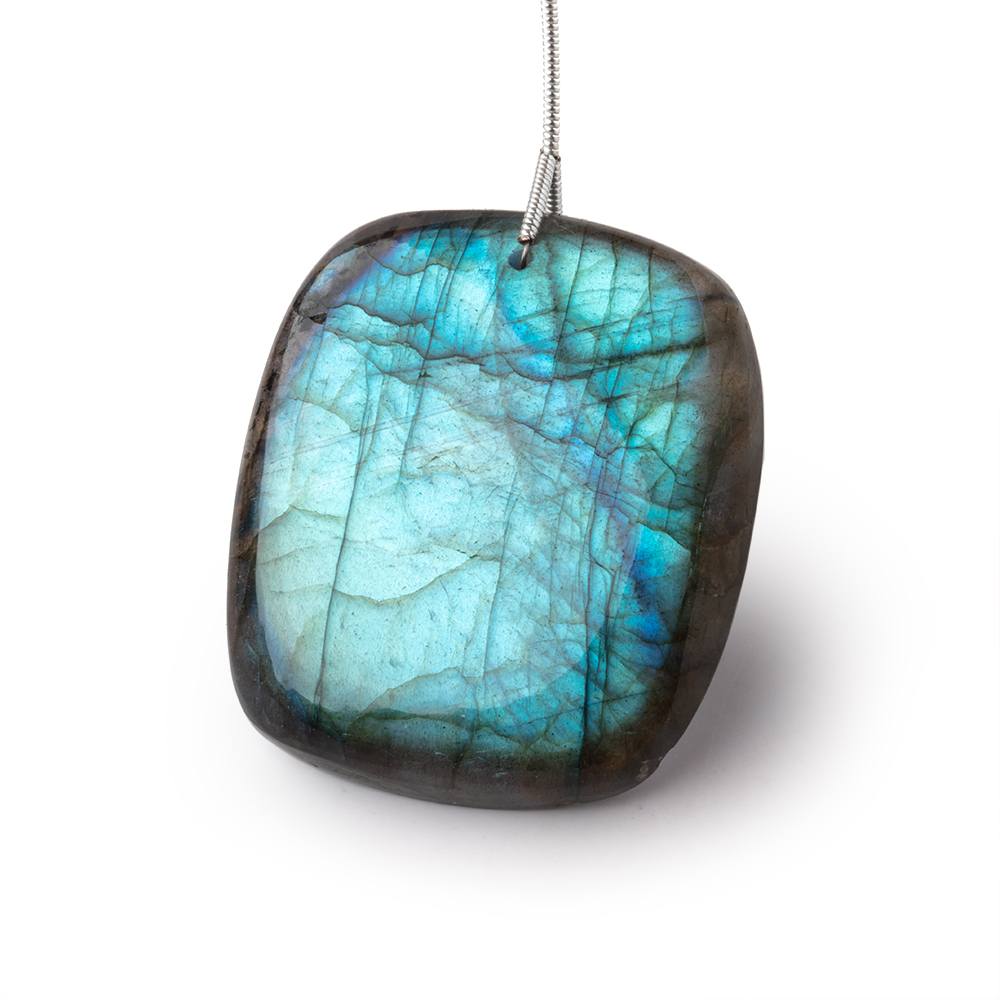39x35x9mm Labradorite Plain Cushion Pendant 1 AAA Focal
