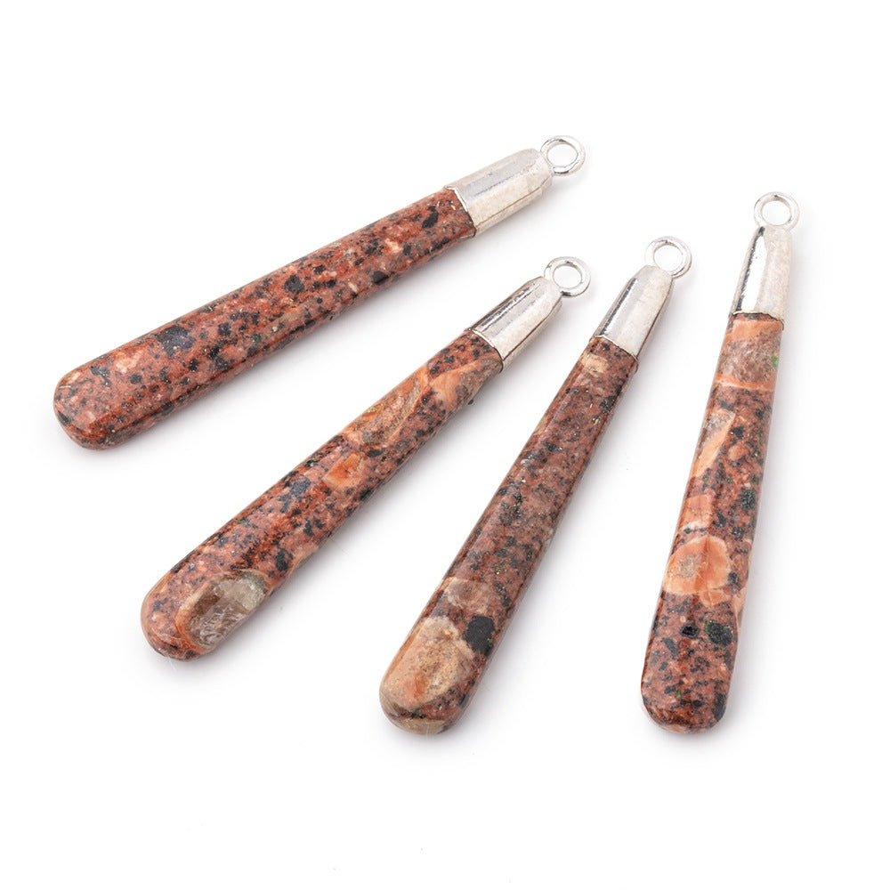 39x6mm Silver Leafed Jasper Pear Pendant 1 focal piece