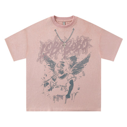 Loose Suede Crew Neck T-Shirt for Men and Women Base Layer