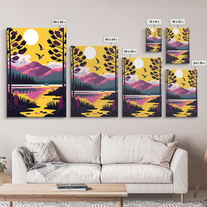 3 Piece Framed Canvas Wall Art Wood Panel Effect Mountain Range Top Print Modern Art, Rustic Living Room Wall Art, Western Decor, Retro Feel