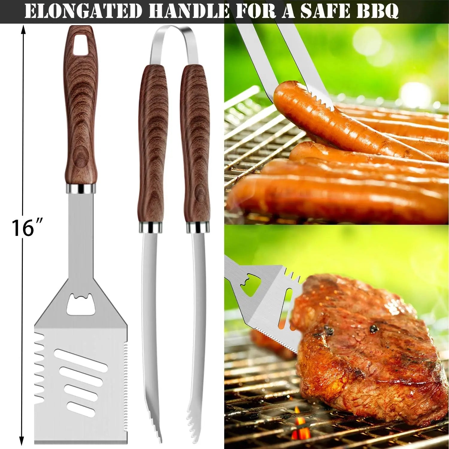 26Pcs Grilling Accessories Kit for Men Women, Stainless Steel Heavy Duty BBQ Tools with Glove and Corkscrew, Grill Utensils Set