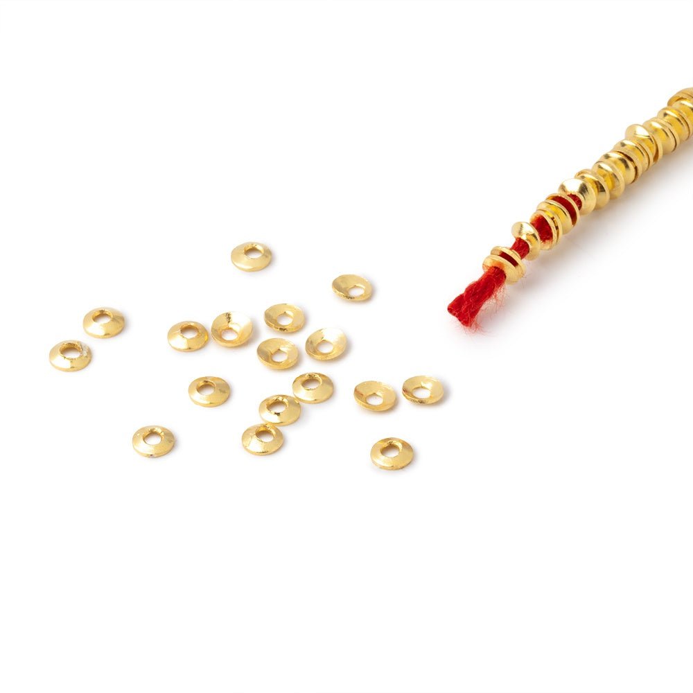 3mm 22kt Gold Plated Copper Plain Bead Cap 8 inch 380 pieces