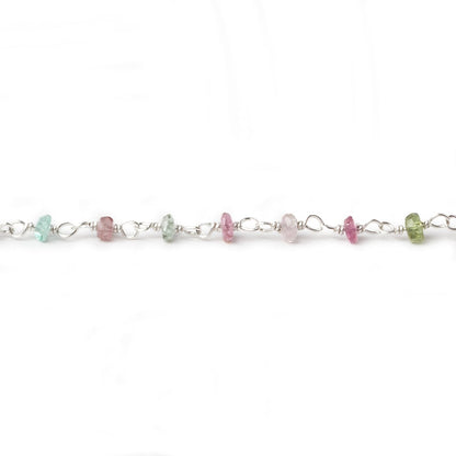 3mm Afghani Tourmaline faceted rondelle Silver .925 Chain by the foot 48 pcs