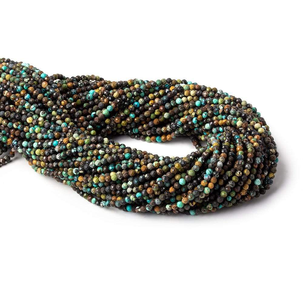 3mm African Turquoise micro faceted rounds 15.5 inch 150 beads
