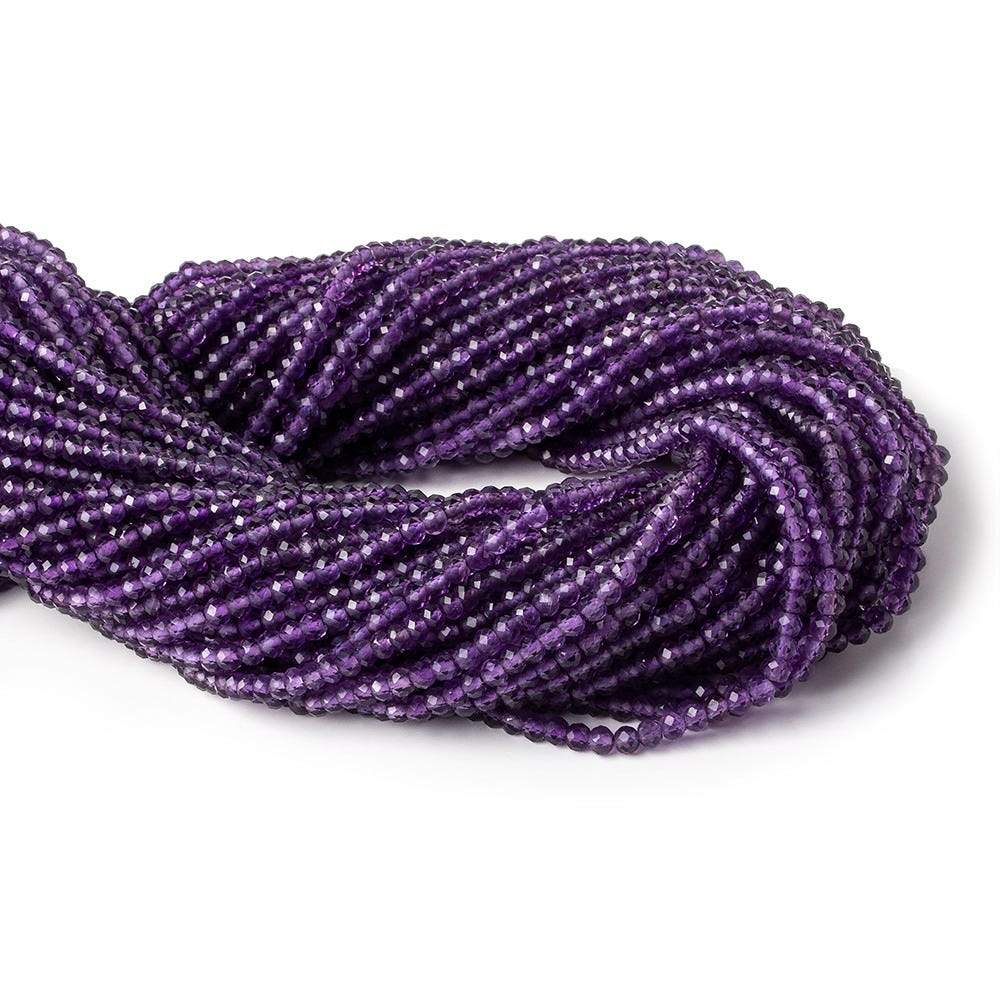 3mm Amethyst micro faceted rondelle beads 12.5 inch 108 pieces AAA