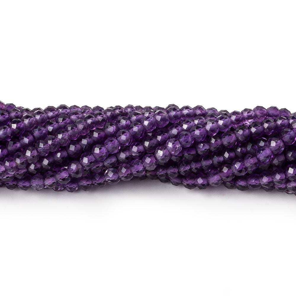 3mm Amethyst micro faceted rondelle beads 12.5 inch 108 pieces AAA