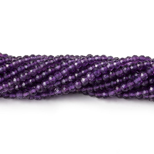 3mm Amethyst micro faceted rondelle beads 12.5 inch 108 pieces AAA