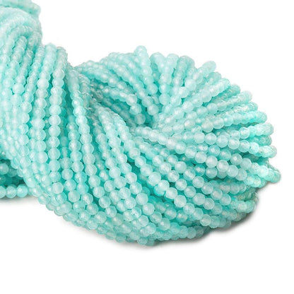 3mm Aqua Blue Chalcedony micro faceted round beads 13 inch 115 pieces