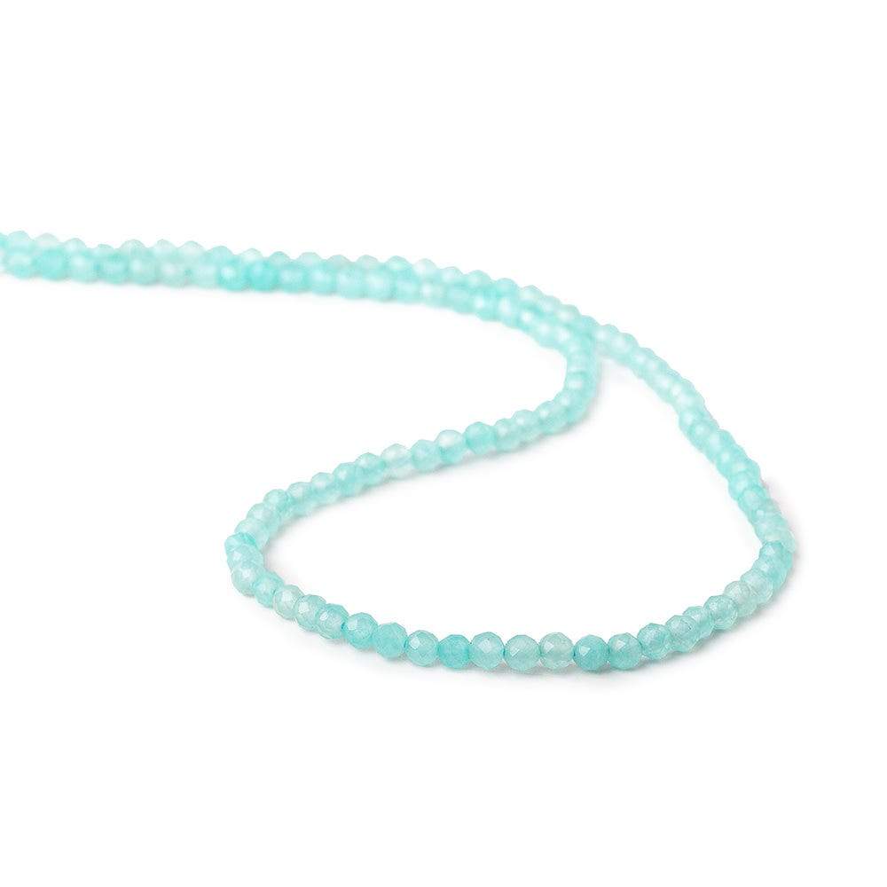3mm Aqua Blue Chalcedony micro faceted round beads 13 inch 115 pieces