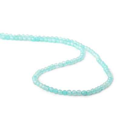 3mm Aqua Blue Chalcedony micro faceted round beads 13 inch 115 pieces