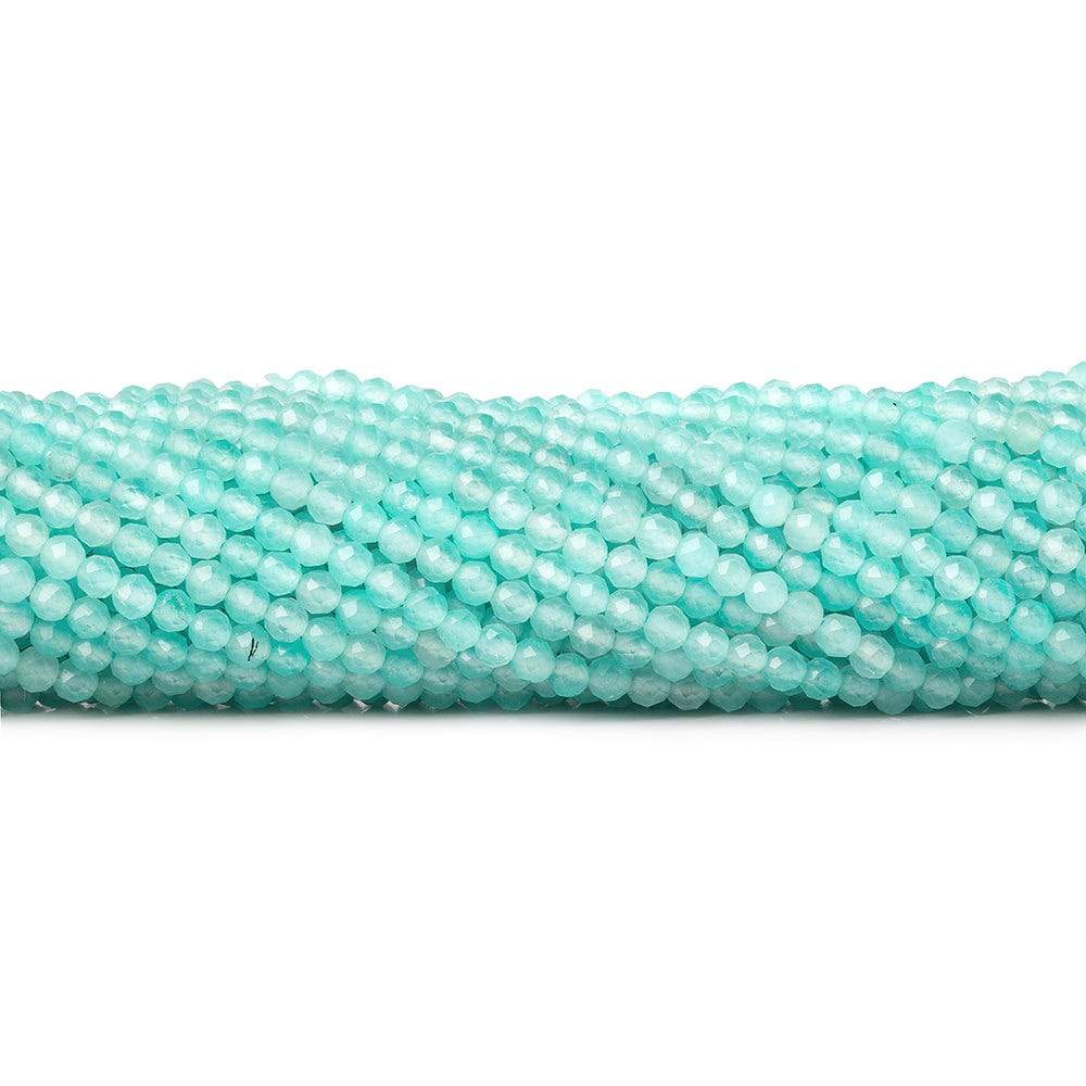 3mm Aqua Blue Chalcedony micro faceted round beads 13 inch 115 pieces