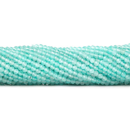 3mm Aqua Blue Chalcedony micro faceted round beads 13 inch 115 pieces