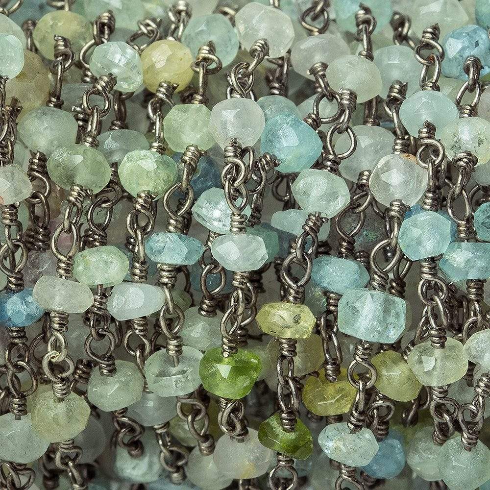 3mm Beryl Faceted Rondelle Black Gold plated Chain sold by the foot 40 pieces