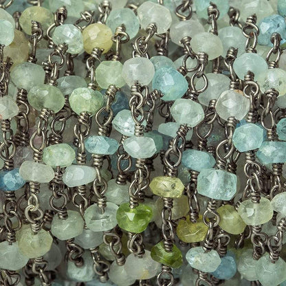 3mm Beryl Faceted Rondelle Black Gold plated Chain sold by the foot 40 pieces