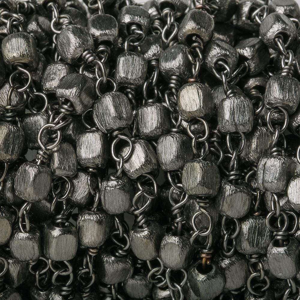 3mm Black Gold plated Brushed Cube Black Gold plated Chain by the foot