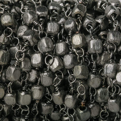 3mm Black Gold plated Brushed Cube Black Gold plated Chain by the foot