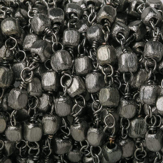 3mm Black Gold plated Brushed Cube Black Gold plated Chain by the foot