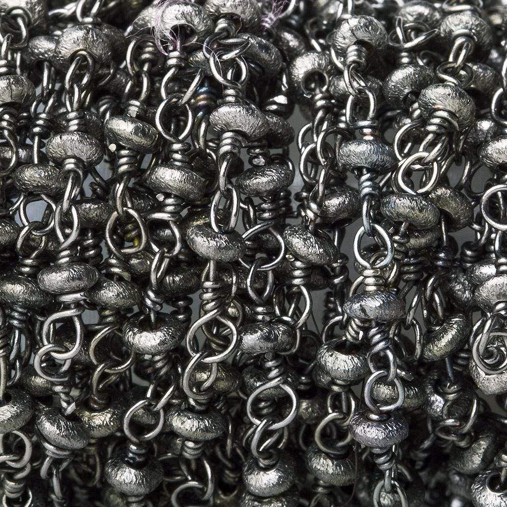 3mm Black Gold plated Brushed Rondelle Black Gold plated Chain by the foot