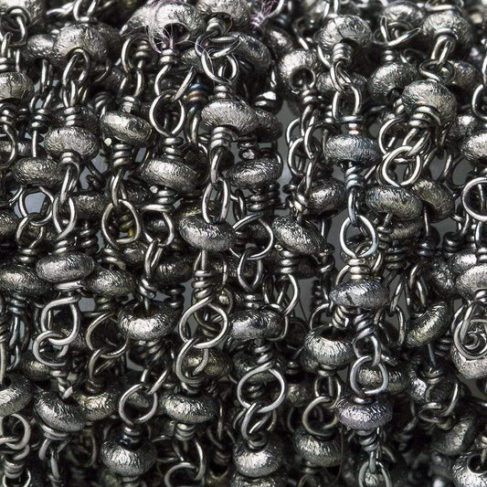 3mm Black Gold plated Brushed Rondelle Black Gold plated Chain by the foot