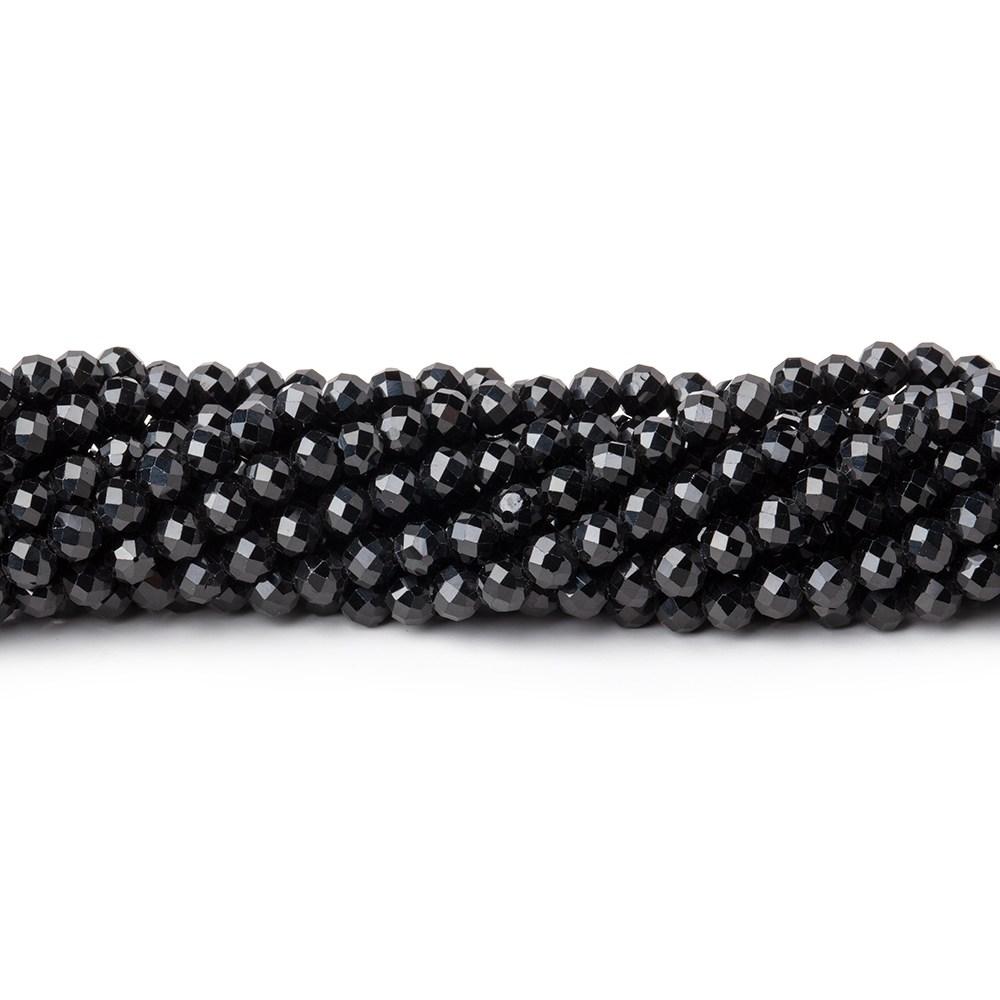 3mm Black Spinel micro faceted round beads 13 inch 110 beads