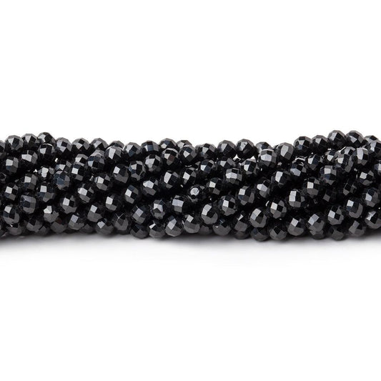 3mm Black Spinel micro faceted round beads 13 inch 110 beads