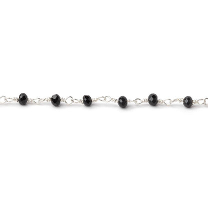 3mm Black Spinel Silver Plated Wire Wrapped Chain