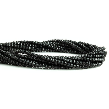 3mm Black Tourmaline Faceted Rondelle Beads 13 inch 134 pieces