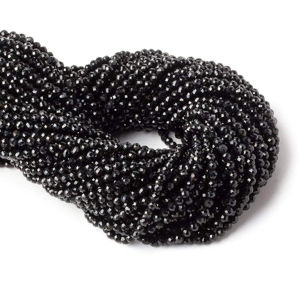 3mm Black Tourmaline micro faceted rounds 12.5 inch 100 pieces  AAA