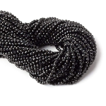 3mm Black Tourmaline micro faceted rounds 12.5 inch 100 pieces  AAA