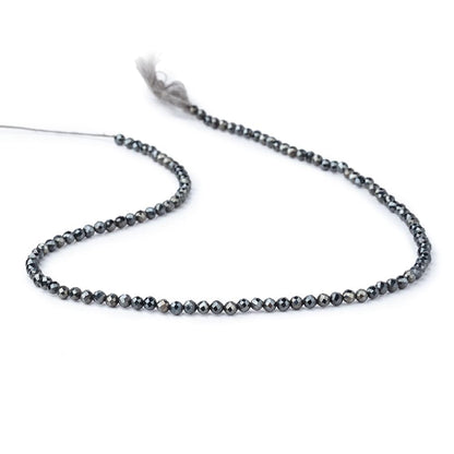 3mm Blue Grey Mystic Black Spinel Micro faceted rounds 13 inch 128 beads